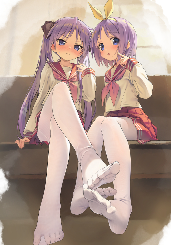    ..? , Anime Art, Hiiragi kagami, Hiiragi tsukasa, Lucky Star, , , Seifuku, Sailor fuku, 