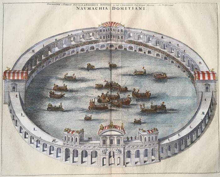 Навмахия Домициана на картине Пьера Мортье, 1704 г