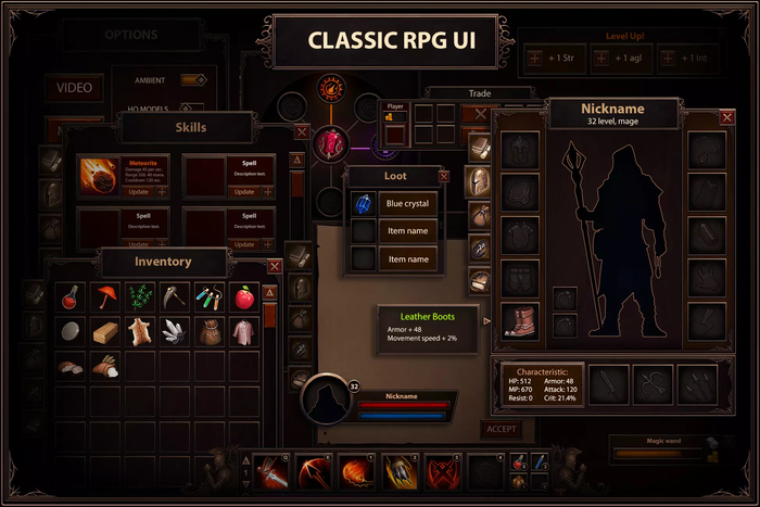     Classic RPG GUI  asset store Unity ,  , , Gamedev, , Unity, Unreal Engine, Gui, Ui, Icons, Asset store, Asset, Unity2d, 