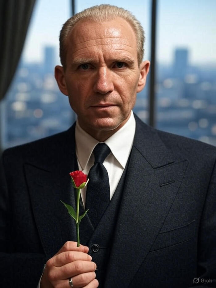 Рэйф Файнс в образе президента Сноу. Изображение сгенерировано искусственным интеллектом (Grok, xAI)