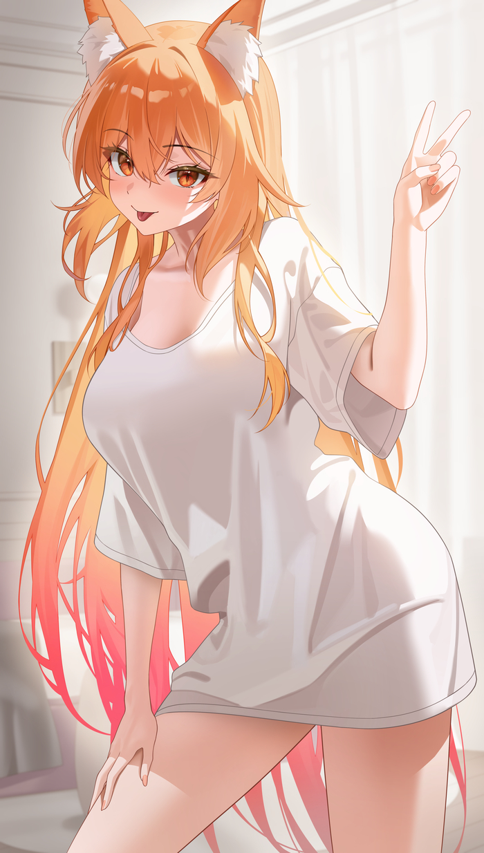 Shirts challenge , Anime Art, , Original Character, Animal Ears, 