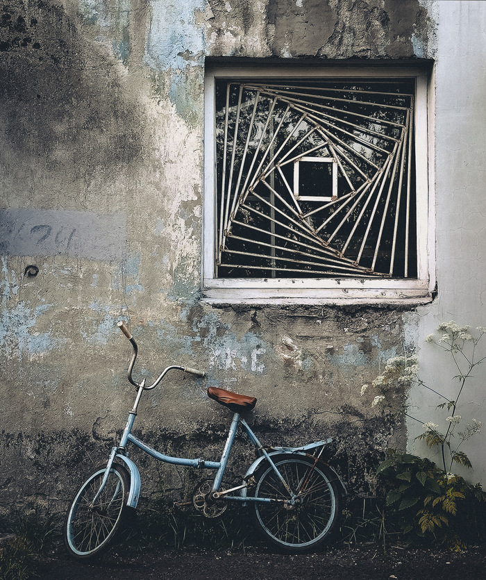 Сначала заметил решётку — будто нарисованную. Потом — велик. А потом понял: это уже фотография