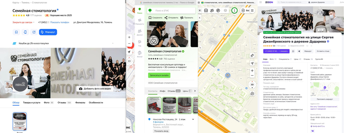 Оформление геосервисов: Яндекс Карты, 2ГИС, ZOON
