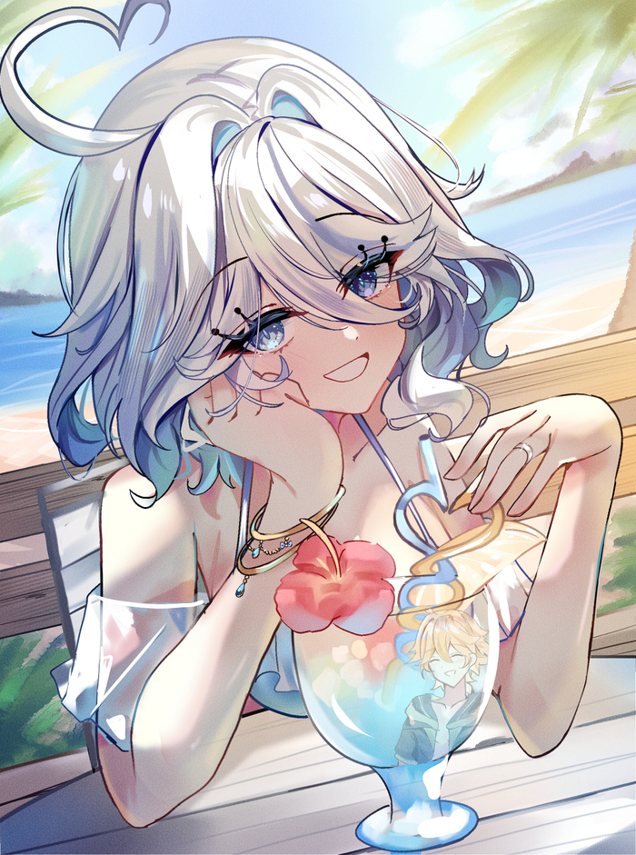     Pixiv, Anime Art, , Genshin Impact, Aether (Genshin Impact), Furina (Genshin Impact),   