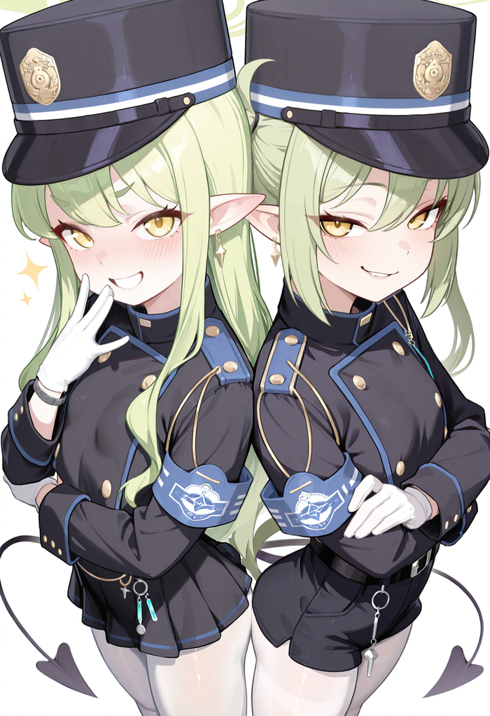 Double Trouble , Anime Art, Blue Archive, Tachibana Hikari, Tachibana Nozomi, ,  ,  , Cunny, 