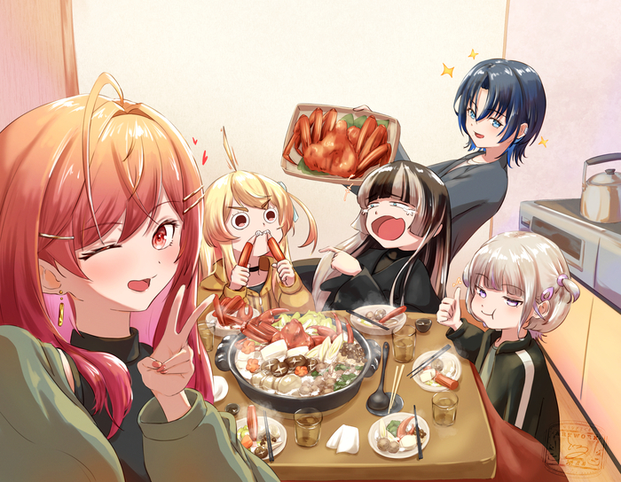 Riglos Hot Pot Party Hololive, Virtual YouTuber, Anime Art, , , , Ichijou Ririka, Juufuutei Raden, Todoroki Hajime