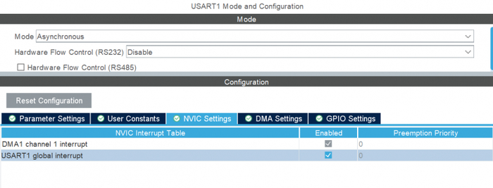  ��������� "NVIC Settings"