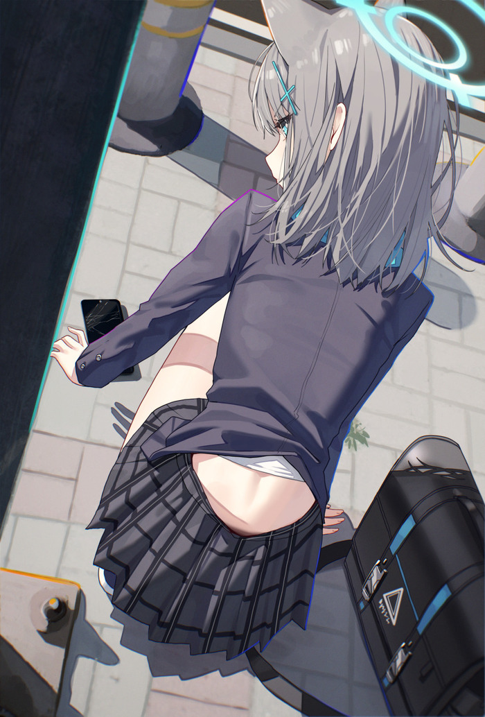Sunaookami Shiroko #059 , Anime Art, Blue Archive, Sunaookami Shiroko, ,  , ,  , Animal Ears, 