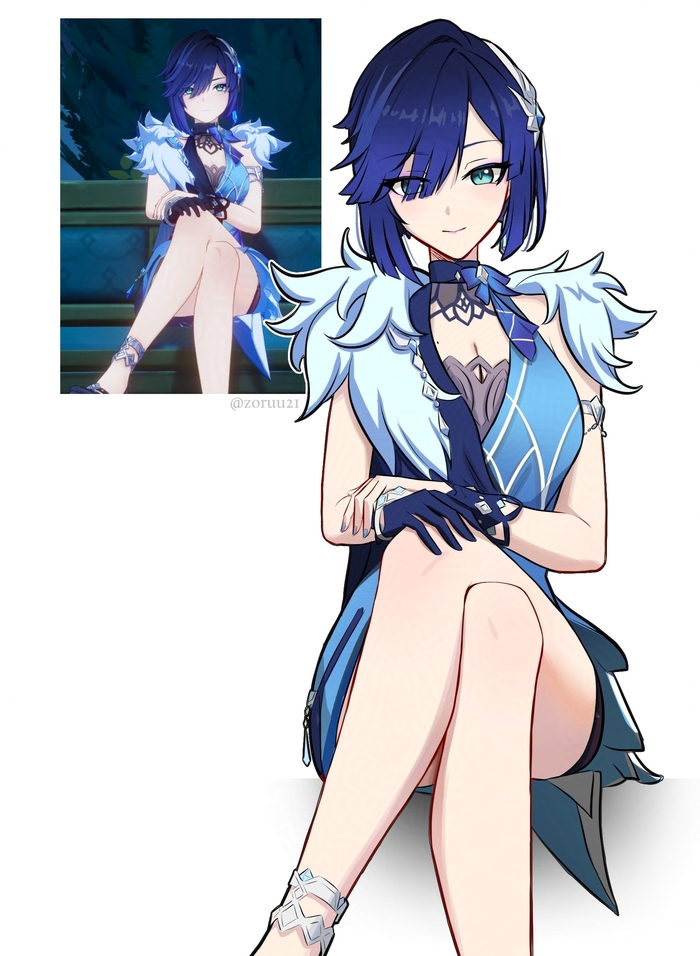   Anime Art, , Pixiv, Genshin Impact, Yelan (Genshin Impact)