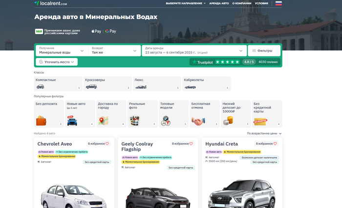 Аренда авто в Минеральных водах