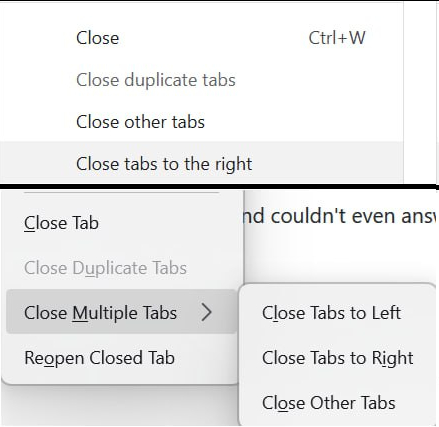 Close tabs to the left