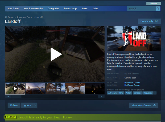 Страница в Steam