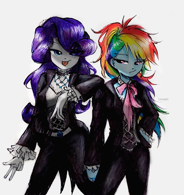  My Little Pony, Ponyart, Rainbow Dash, Equestria Girls, Liaaqila, Rarity