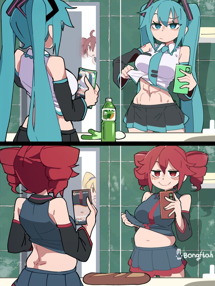     , Anime Art, Kasane Teto, Utauloid, Hatsune Miku, Vocaloid, Akita Neru, Bongf
