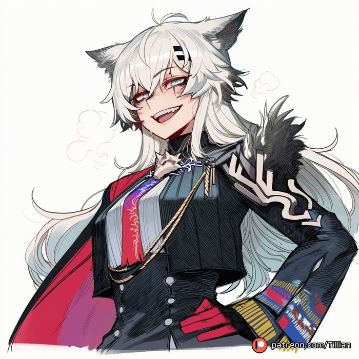  , Anime Art, Animal Ears, Arknights, Lappland, Texas (Arknights),  , 