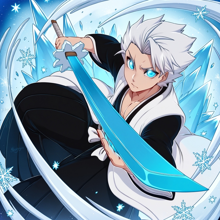    , ո!  ,  , Anime Art, , Stable Diffusion, Bleach, Hitsugaya Toushirou, Shinigami