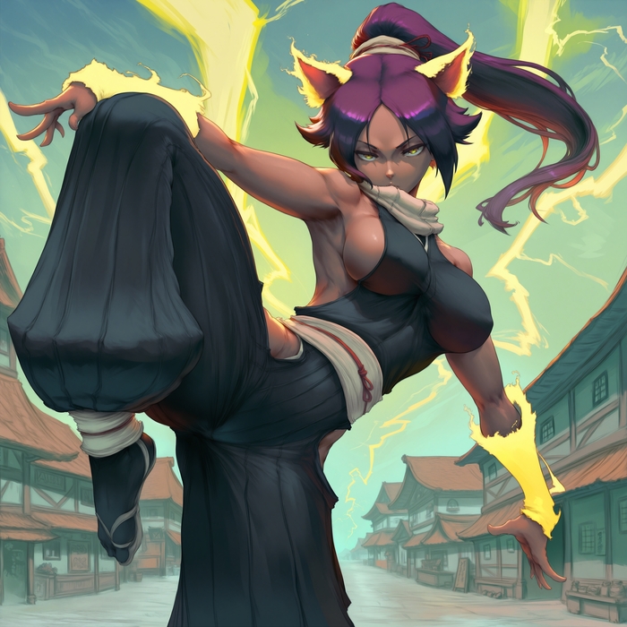    ,  , Anime Art, , Stable Diffusion, Shihouin Yoruichi, Bleach, Shinigami