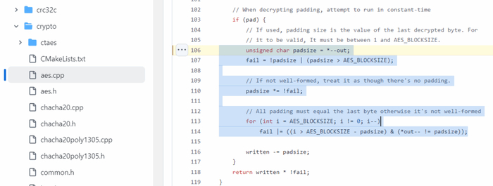 <a href="https://pikabu.ru/story/bitflipping_attack_na_walletdat_riski_ispolzovaniya_aes256cbc_grozit_utechkoy_zakryityikh_klyuchey_bitcoin_core_chast_1_13153470?u=https%3A%2F%2Fgithub.com%2Fkeyhunters%2Fbitcoin%2Fblob%2Fmaster%2Fsrc%2Fcrypto%2Faes.cpp%23L106&t=https%3A%2F%2Fgithub.com%2Fkeyhunters%2Fbitcoin%2Fblob%2Fmaster%2Fsrc%2Fcrypto%2Faes.cpp%23L106&h=742ba1999e6baf1013e7cb8bebfe3865c294347d" title="https://github.com/keyhunters/bitcoin/blob/master/src/crypto/aes.cpp#L106" target="_blank" rel="nofollow noopener">https://github.com/keyhunters/bitcoin/blob/master/src/crypto/aes.cpp#L106</a>