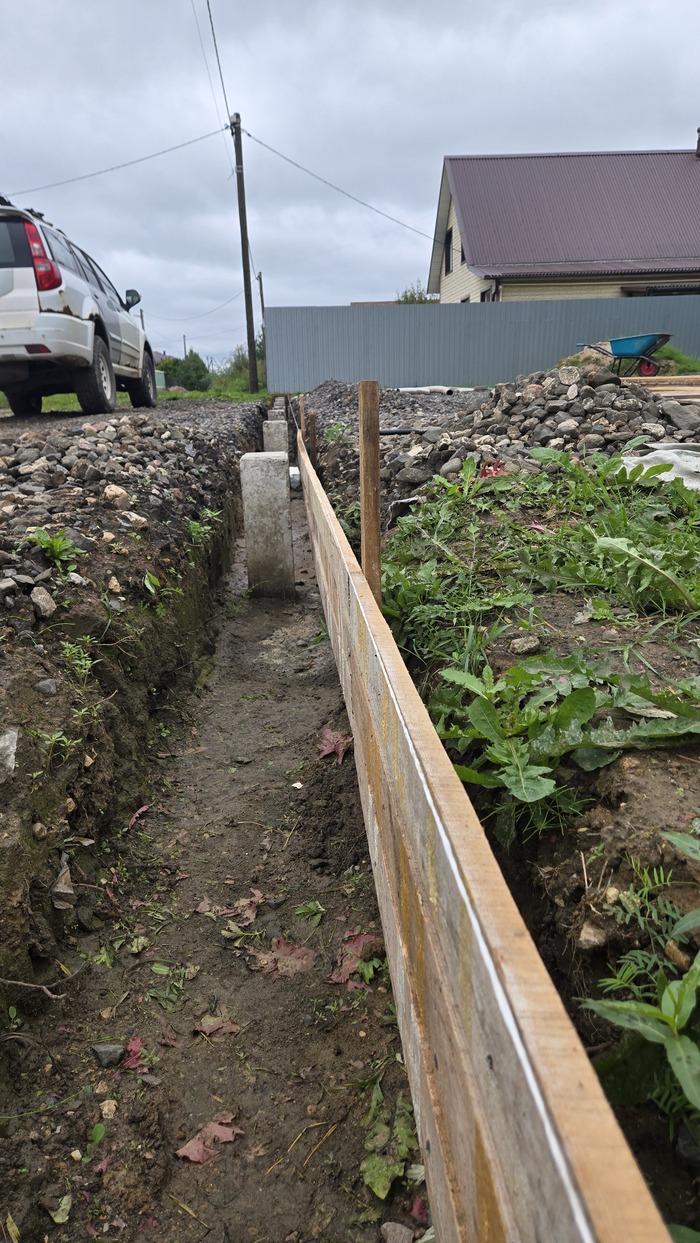 Скопал грунт до глины.