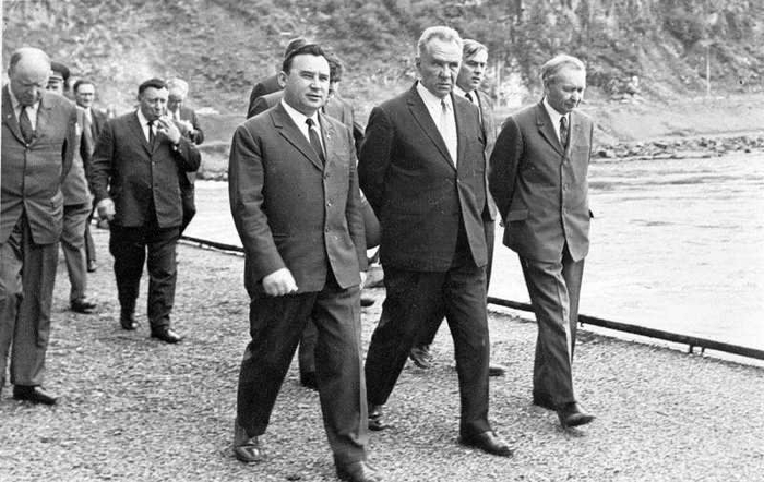 1971 год. А.Н. Косыгин — председатель Совета Министров СССР на Братской ГЭС.