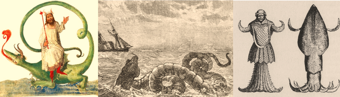 9) Левиафан; 8) Морской змей; 7) Морской монах.