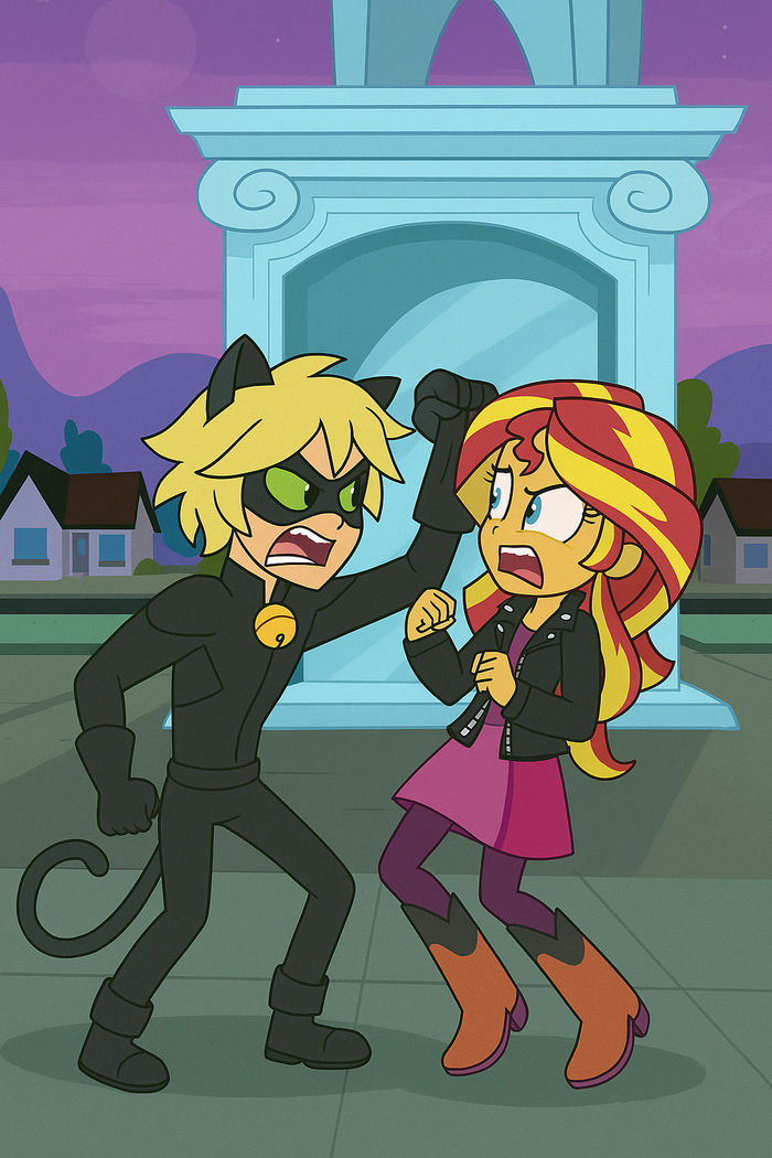      ?!! My Little Pony,    -, Sunset Shimmer, Chat Noir, Equestria Girls,  