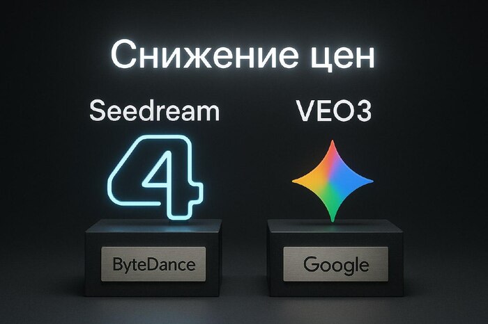 Нейросети дешево. Снизили цены на VEO3 и SeedReam4