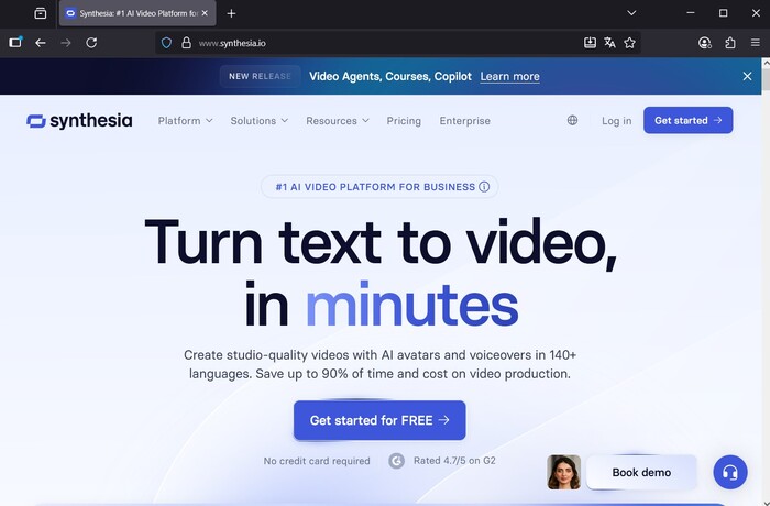 Генерируйте видеопрезентации с анимированными аватарами и озвучкой на русском с Synthesia - идеально для обучения и бизнеса.