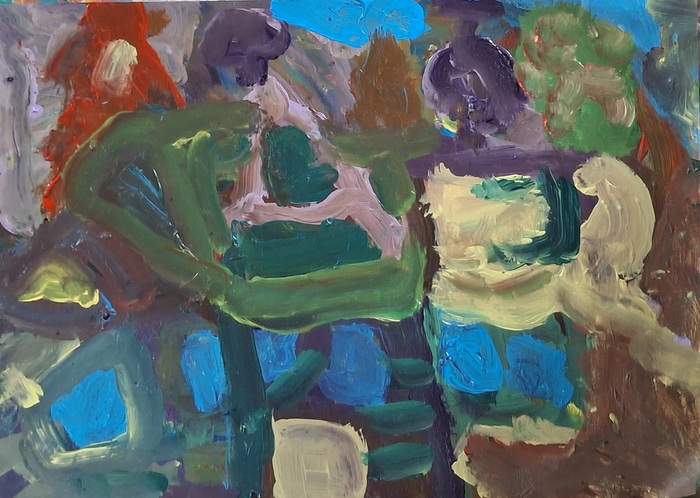 Вечер осени в Хохловке. Акрил бумага