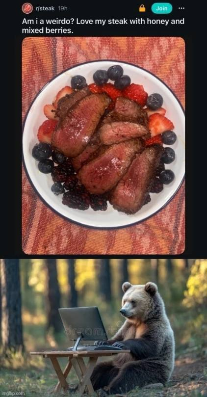 Я чудак? Обожаю стейк с мёдом и ягодами!
