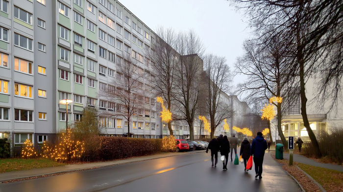 Квартал ГДРовской постройки в Германии, реновированный