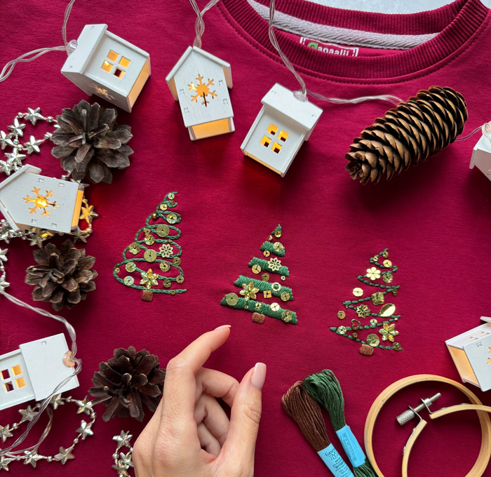 Знаю, знаю! Сейчас скажете, что сильно заранее начала готовиться к новому году 😀 так есть) но эту вышивку я сделала специально,! По ней создавала набор для вышивки, чтобы каждый мог попробовать сделать вышивку на одежде 🎄🪡