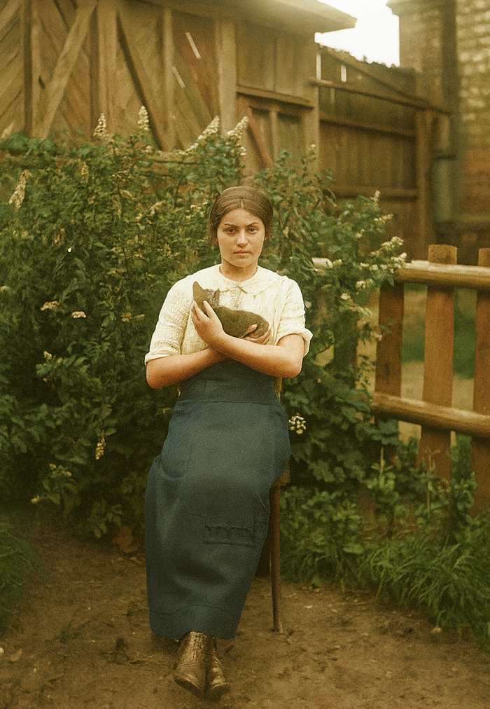 Женщина с котёнком, неизвестный автор, 1900-е
