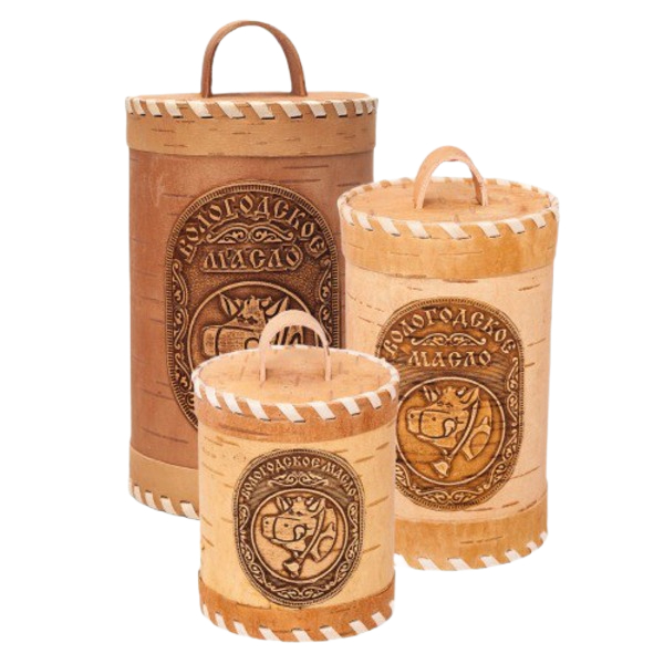 Сувенирный вариант. в берестяных туесах.