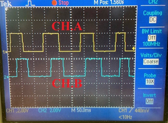 Осциллограмма данных полученных с датчика HEDR-5420-ES214