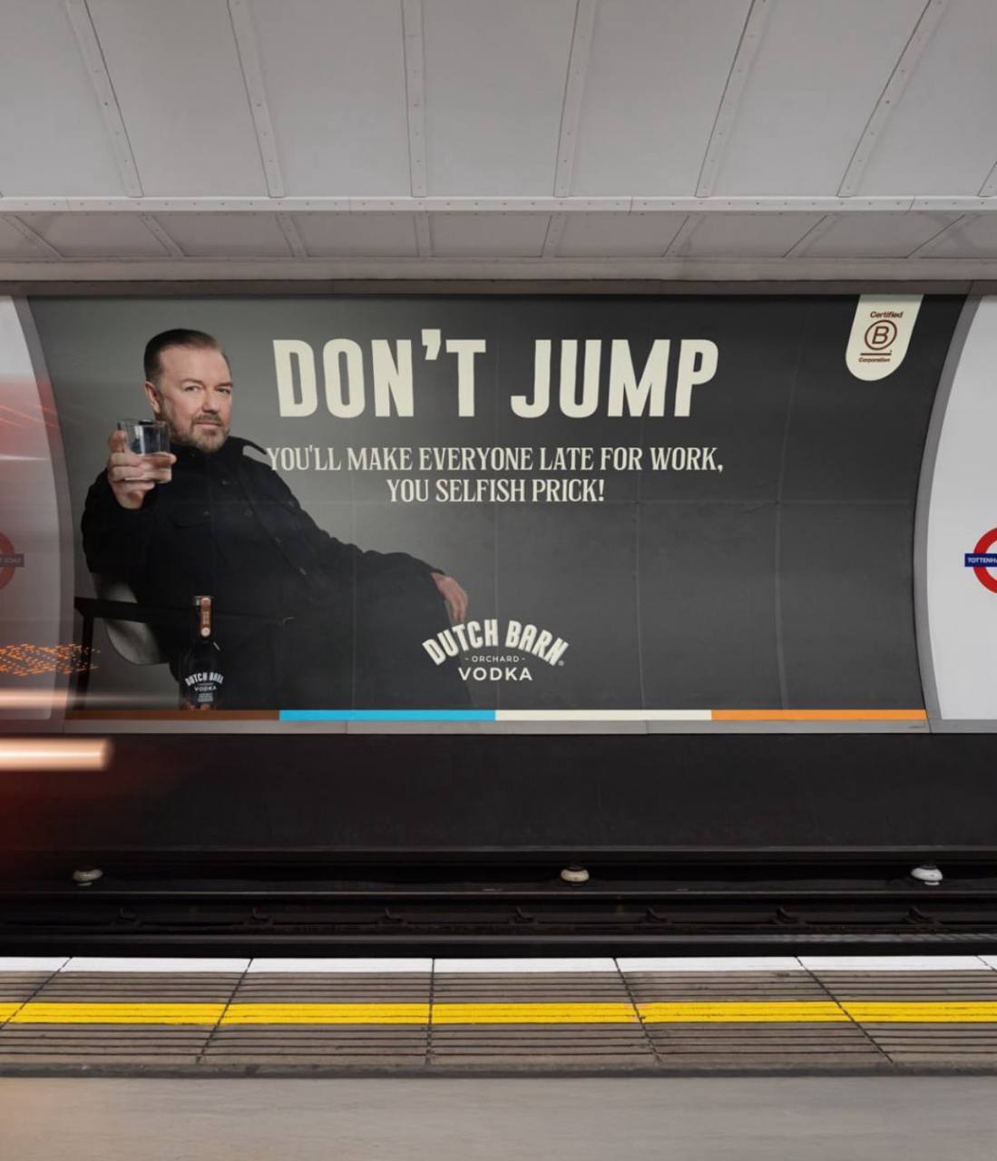 Don't jump, you'll make everyone late for work, you selfish jerk. - Creative, The gods of marketing, Humor, Ricky Gervais
