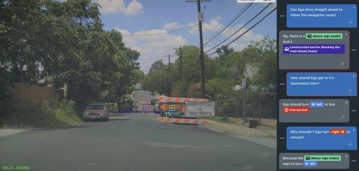 Справа чат, который поясняет за маневр.