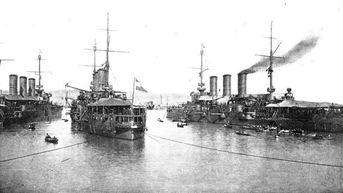 Erzherzog Karl, Erzherzog Friedrich и Erzherzog Ferdinand Max в порту Барселоны, 15 марта 1908 года