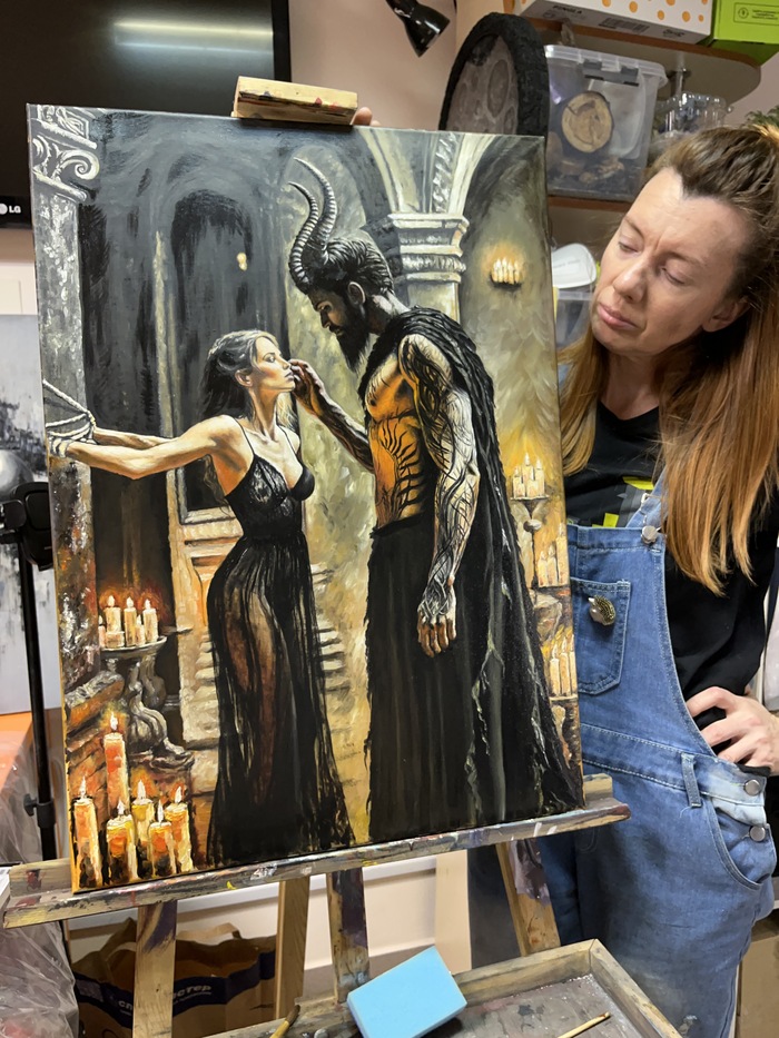 Холст, масло, нос, губка😄