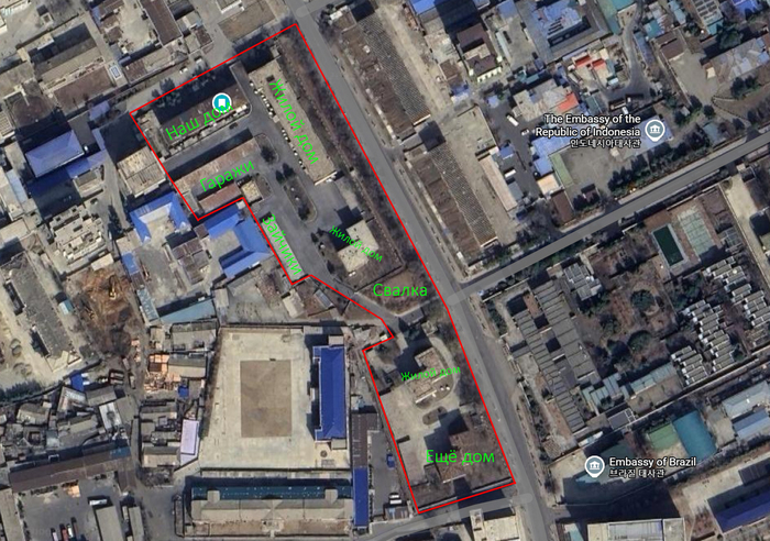 TOP SECREAT! Красным обведена огороженная территория.