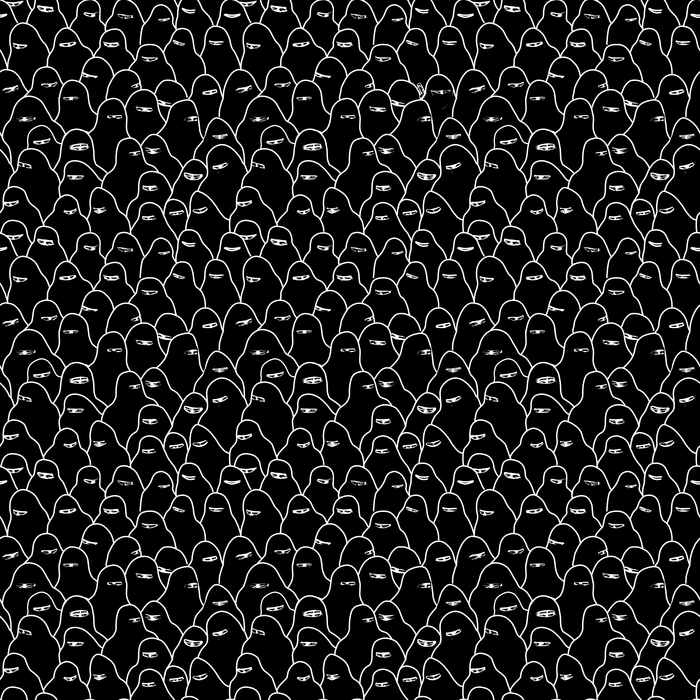 Ниндзя пытается слиться с толпой москвичек на окраине города