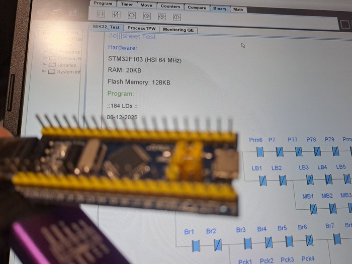 Продолжаю тестирование своей разработки (IDE, компилятор, runtime) на разном железе. Сравнивая с ПЛК от Mitsubishi на этом же камне.