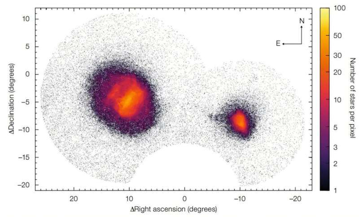 нимок показывает четвертую область съемки, включая отдаленные районы Магеллановых облаков. Она отслеживает звездные популяции и субструктуры, как поясняет ESO.