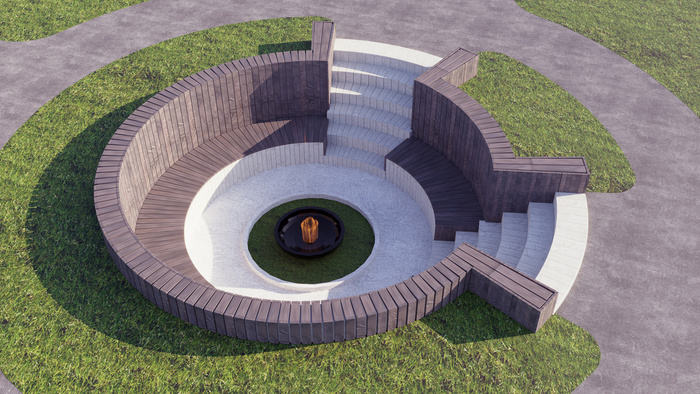 Темное дерево и светлый бетон, светлые ступени.