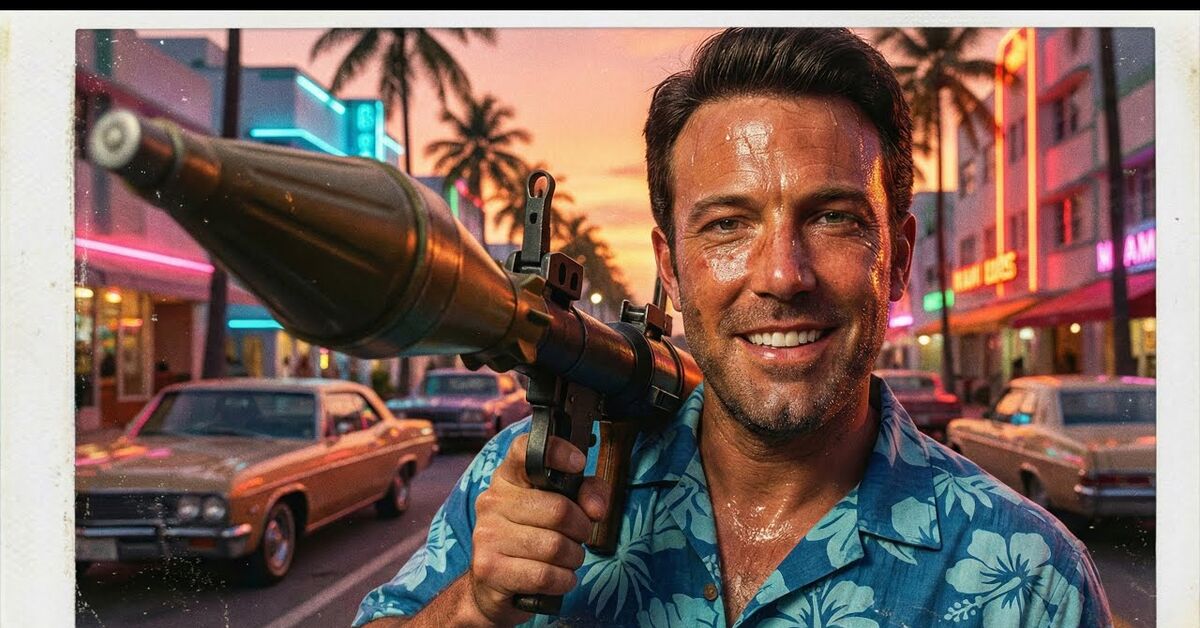 GTA Vice City / но там звезды Голливуда - Моё, Контент нейросетей, GTA Vice City, 80-е, Неон, Голливуд, VHS, Видео, YouTube