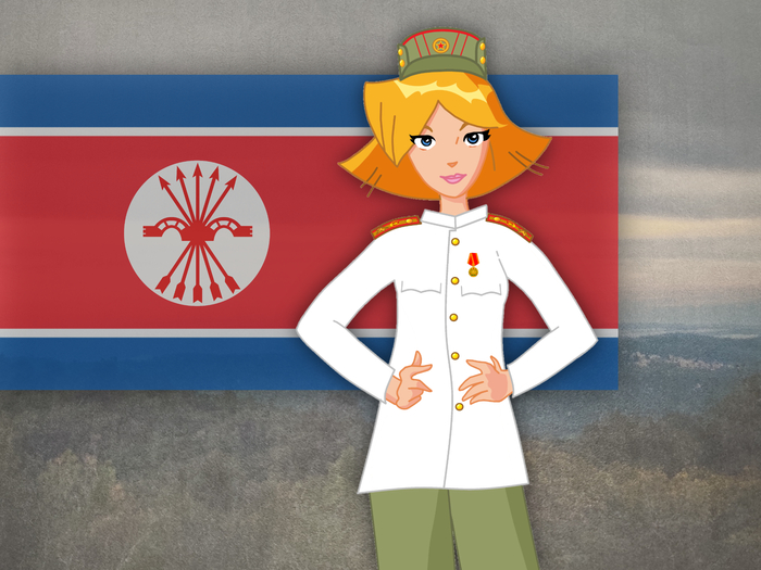 Clover is totally North Koren and proud to be north Korean. (Totally Spies show North Korea episode)