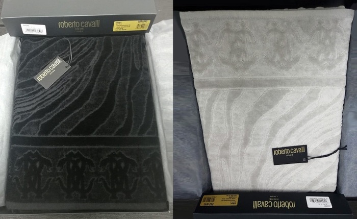 "Живые" aотографии махровых полотенец Roberto Cavalli