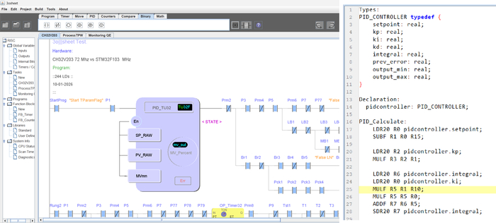 В данный момент создавать собственные функциональные блоки можно - группировав LD, или на собственном языке моей виртуальной машины .3osheet. Возможность описывать блоки на языке ST еще в работе, моя архитектура позволяет внедрить любой язык.