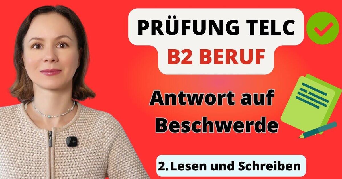 The written part of the Telc B2 German language exam. - Youtube, German, Germany, Lesson, YouTube (link), Video