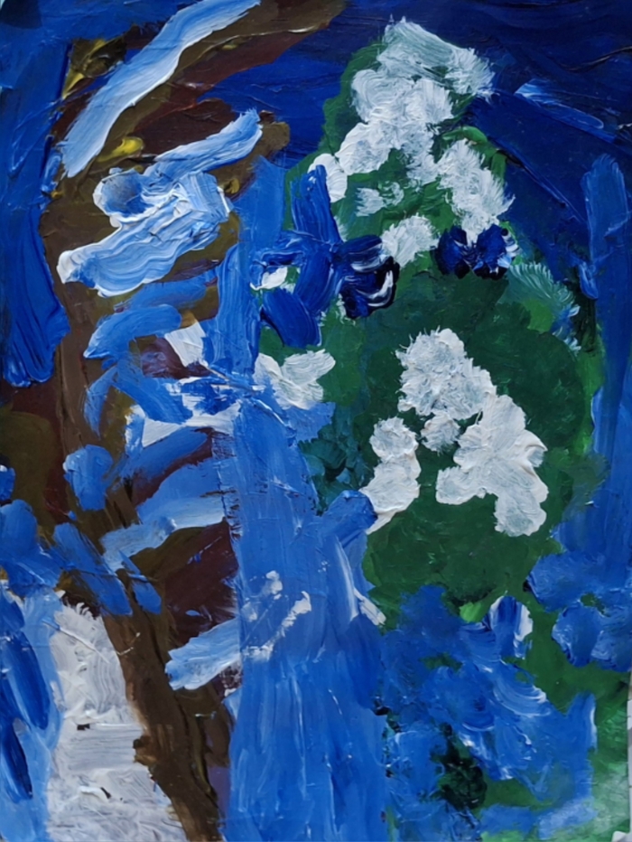 Зимний вечер. В Кудымкарском районе. Акрил бумага